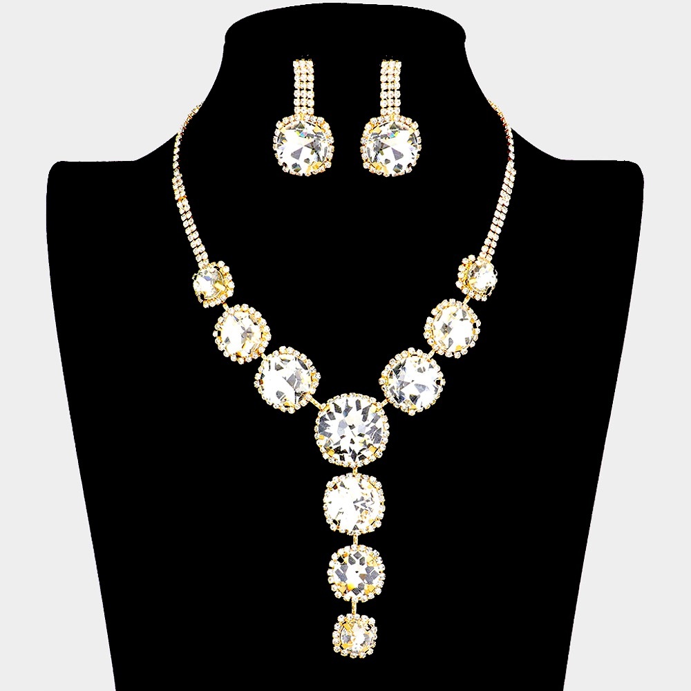 Gold Diamond Tennis Statement Necklace